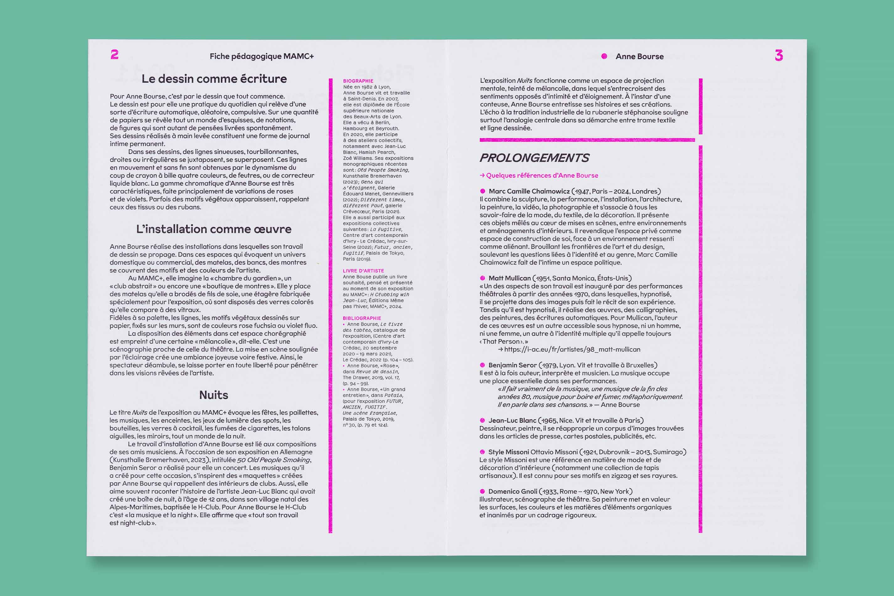 Identité visuelle, design graphique et impression en risographie des fiches et dossier pédagogiques du MAMC+