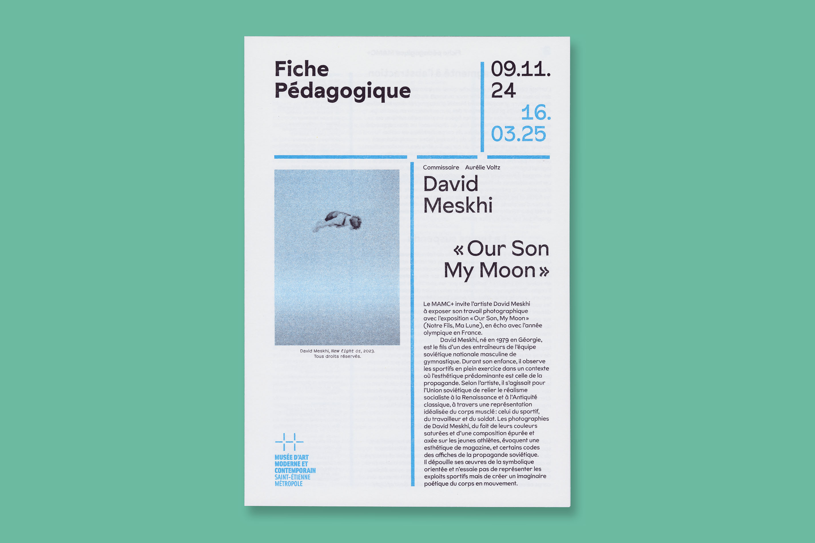 Identité visuelle, design graphique et impression en risographie des fiches et dossier pédagogiques du MAMC+