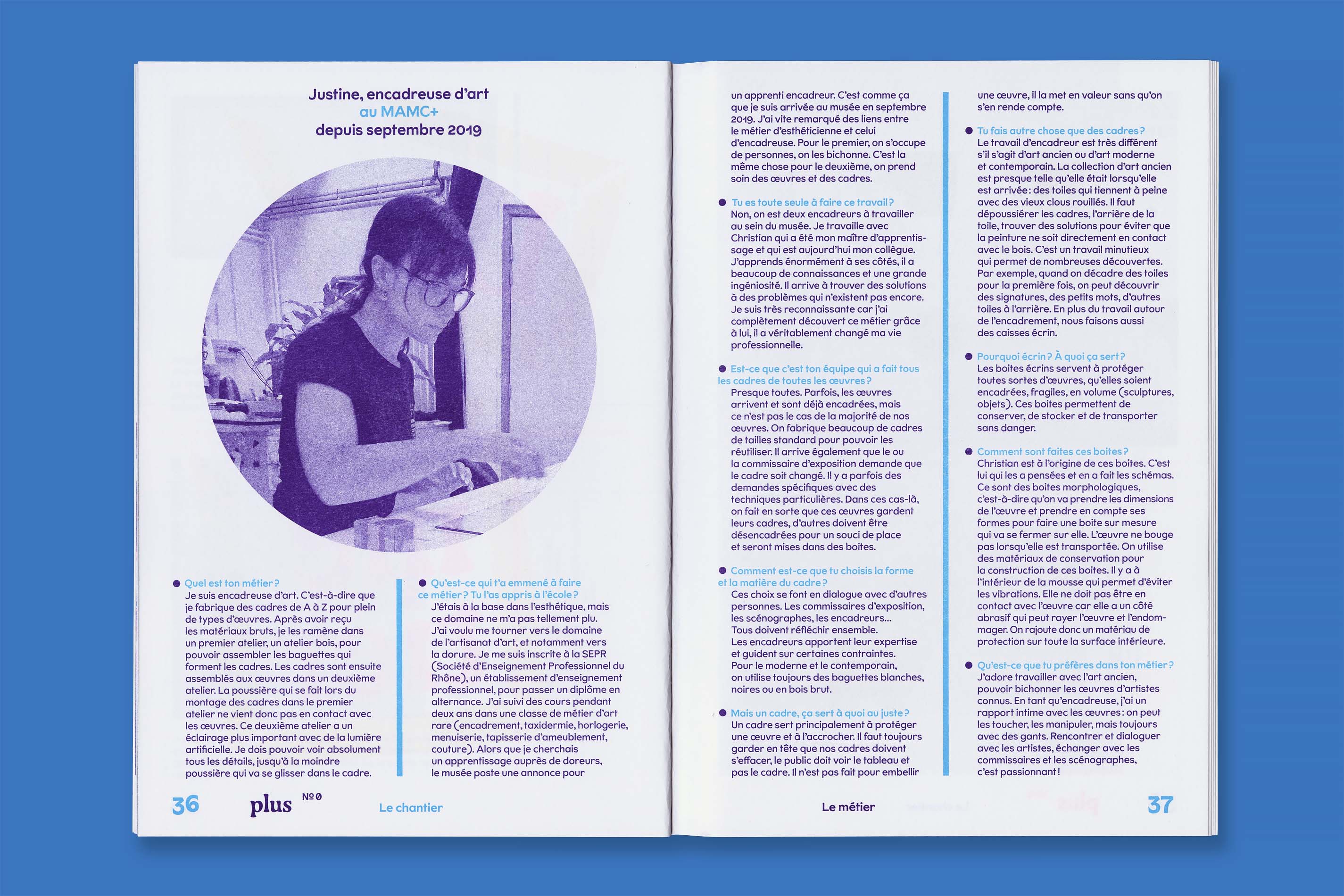 Identité visuelle, design graphique et impression riso de la revue Plus et du poster jeux Petit Plus du MAMC+