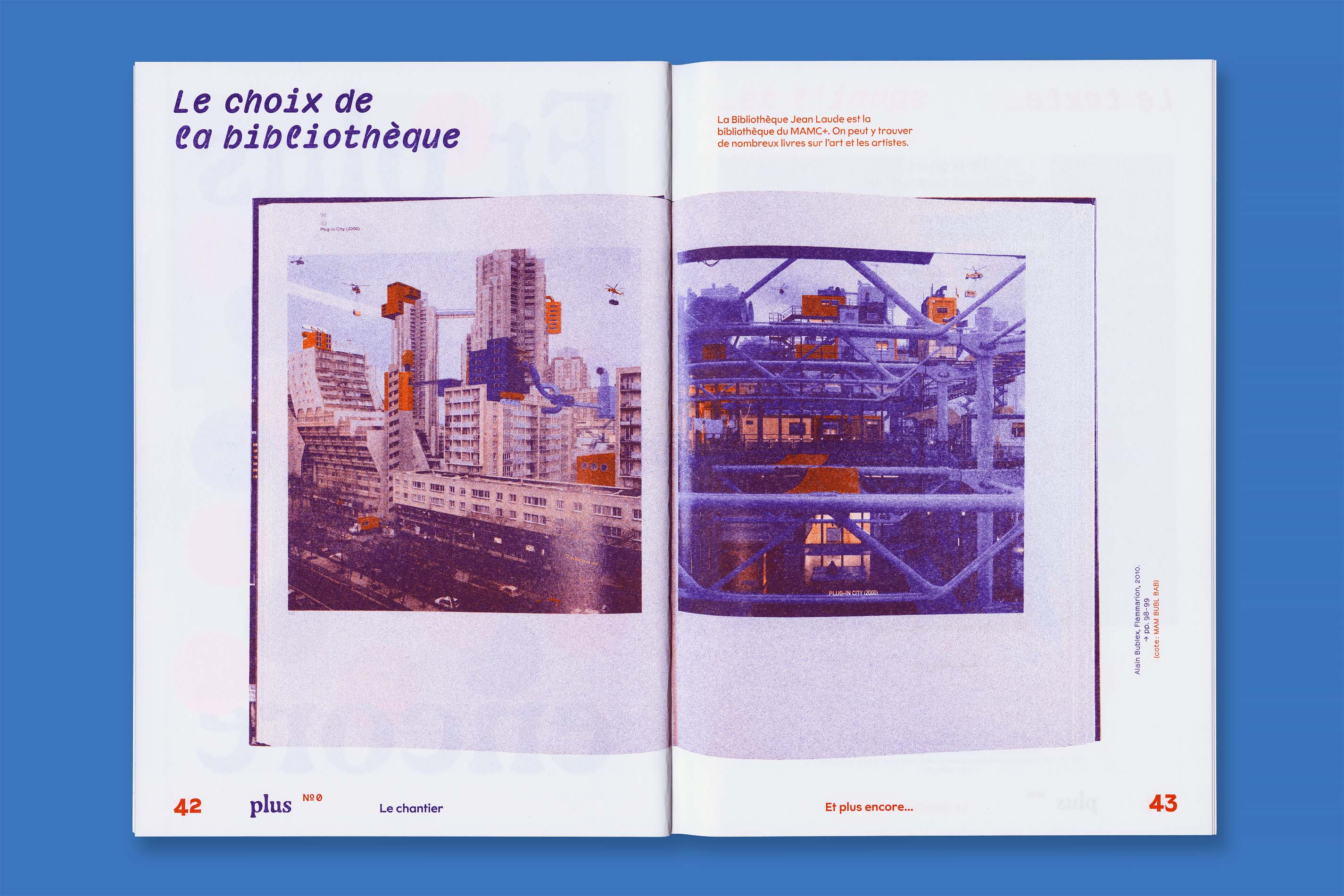 Identité visuelle, design graphique et impression riso de la revue Plus et du poster jeux Petit Plus du MAMC+