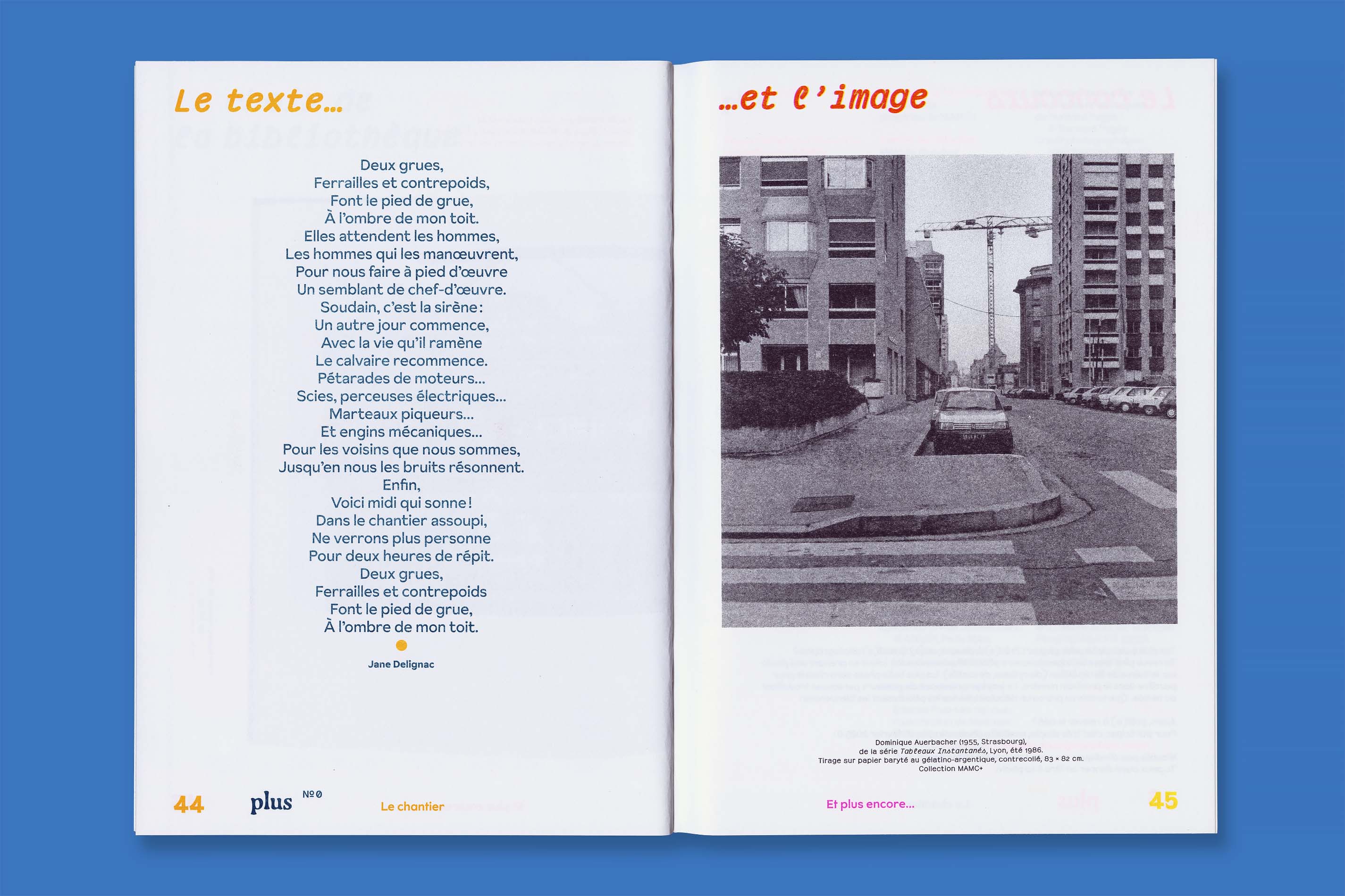 Identité visuelle, design graphique et impression riso de la revue Plus et du poster jeux Petit Plus du MAMC+